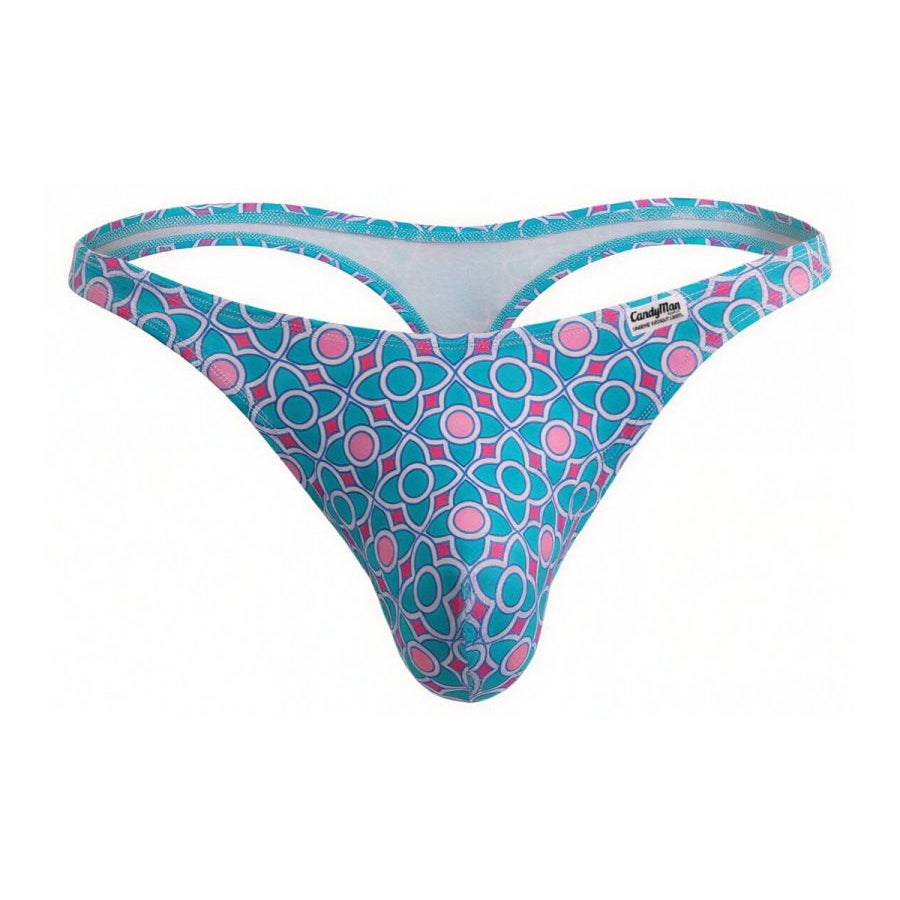 blue printed low-rise men's thong - CandyMan 99924 - view 1