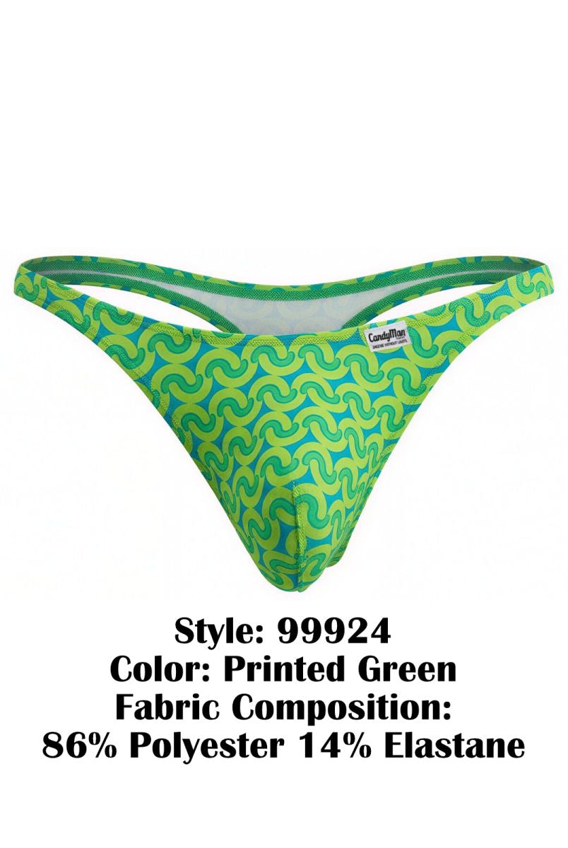 green printed low-rise men's thong - CandyMan 99924 - view 4