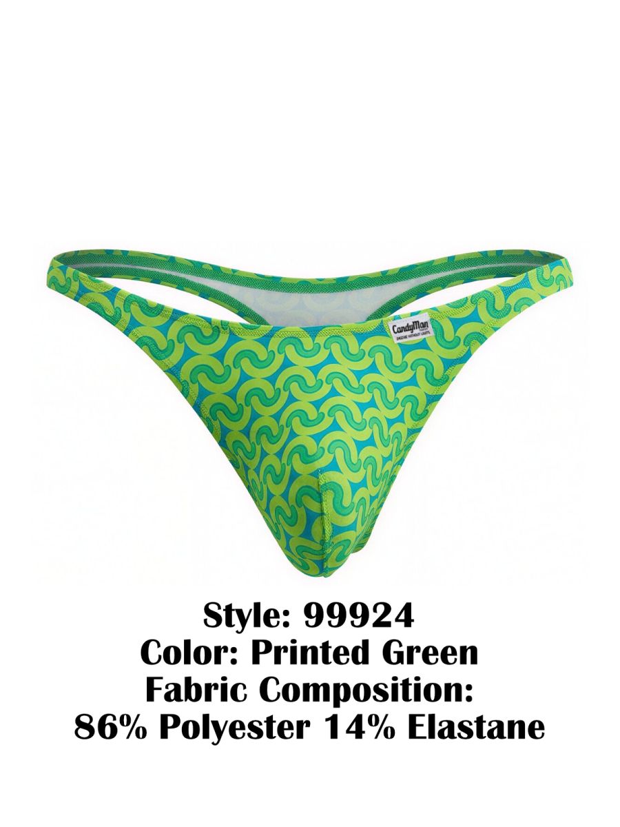 green printed low-rise men's thong - CandyMan 99924 - view 4