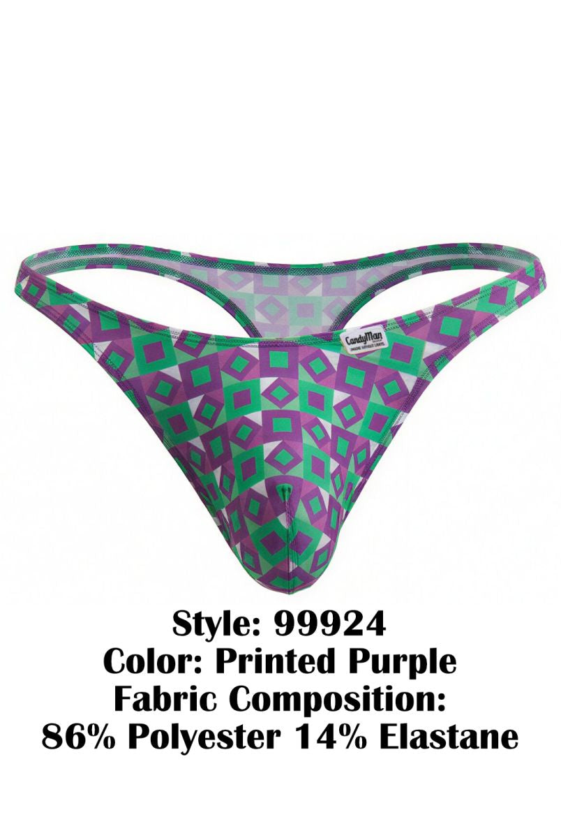 purple printed low-rise men's thong - CandyMan 99924 - view 4