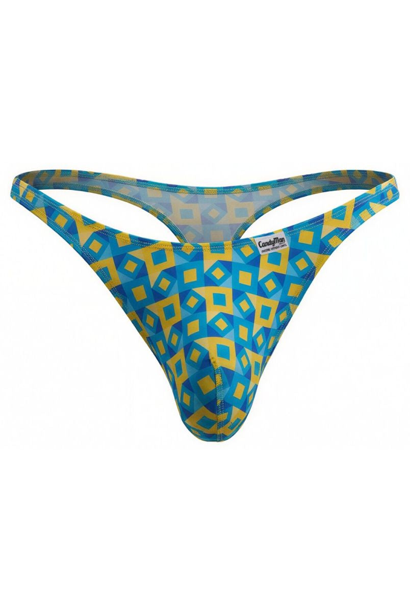 turquoise printed low-rise men's thong - CandyMan 99924 - view 1