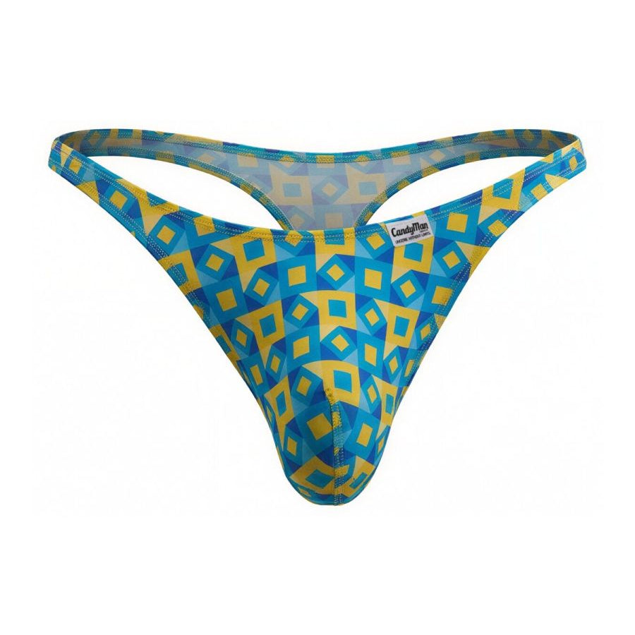 turquoise printed low-rise men's thong - CandyMan 99924 - view 1