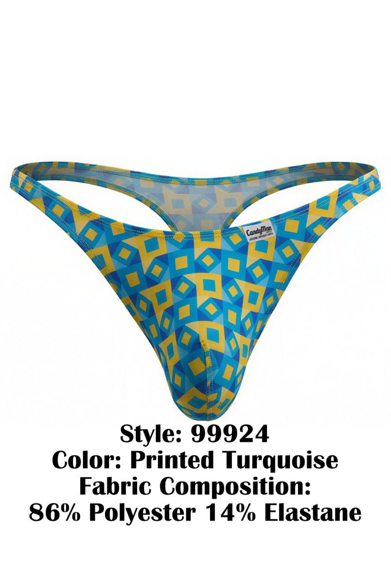 turquoise printed low-rise men's thong - CandyMan 99924 - view 4