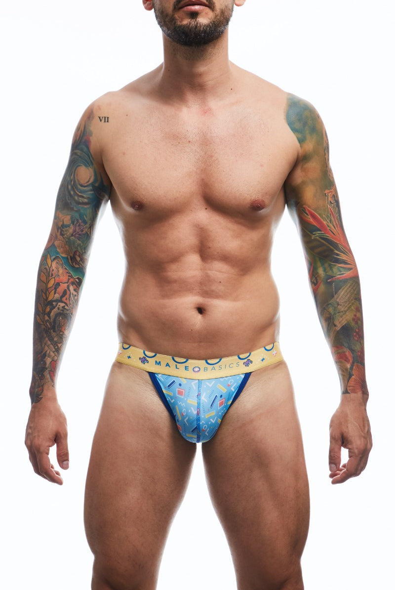 Erotic men's wear with a low-cut elastic waistline, wide band for support, and a snug U-pouch. Features strategically placed straps for an uplifted look. Made from premium fabric for ultimate comfort and confidence in intimate moments.