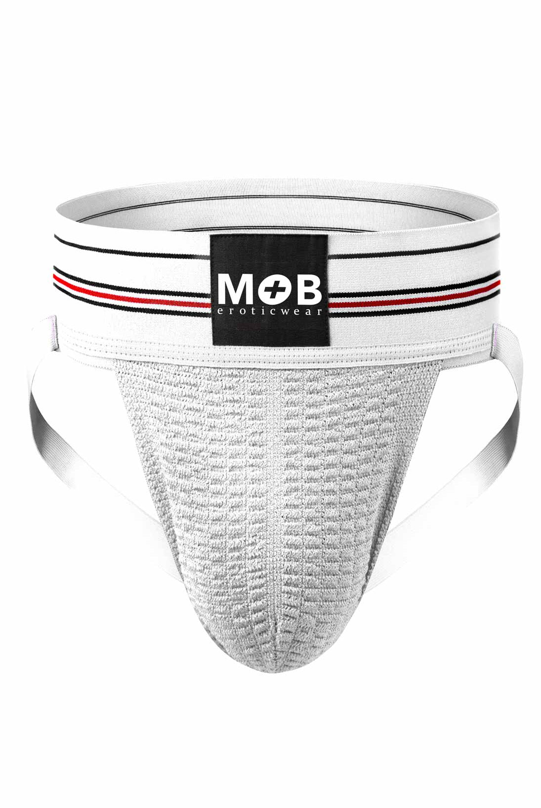 MOB Fetish Classic Wide Jockstrap-White 3D View
