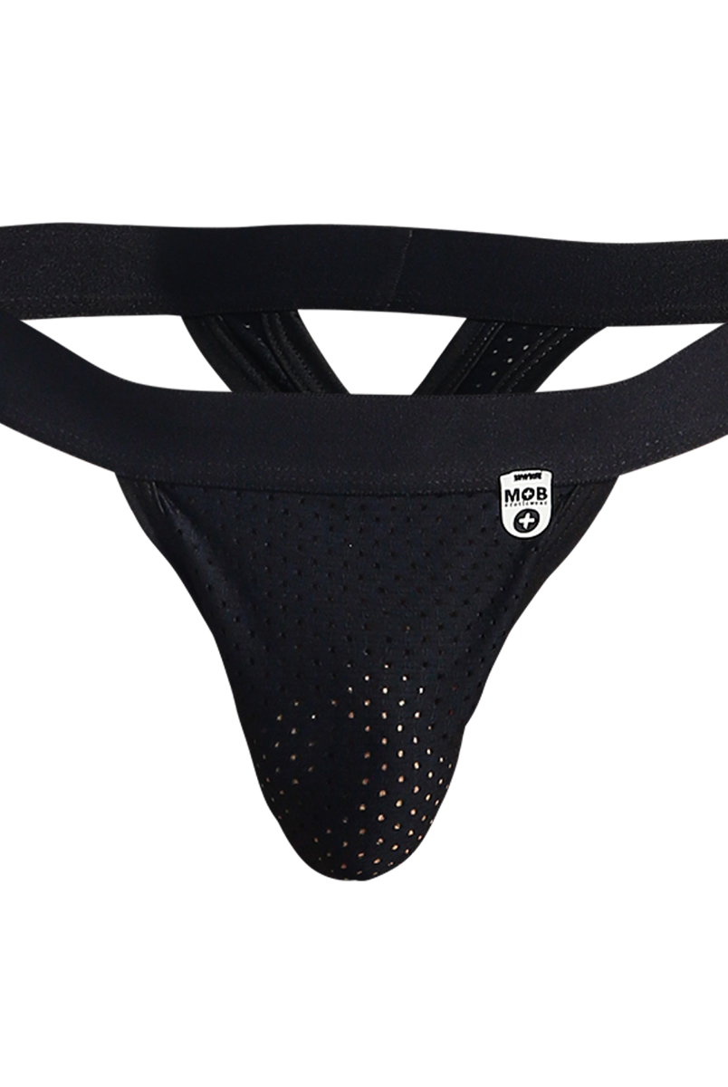 MOB Mesh Y Thong-Black-Large/X-Large