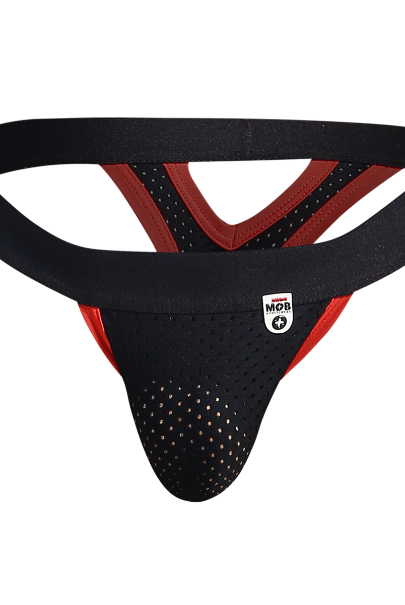 MOB Mesh Y Thong-BlackRed-Large/X-Large