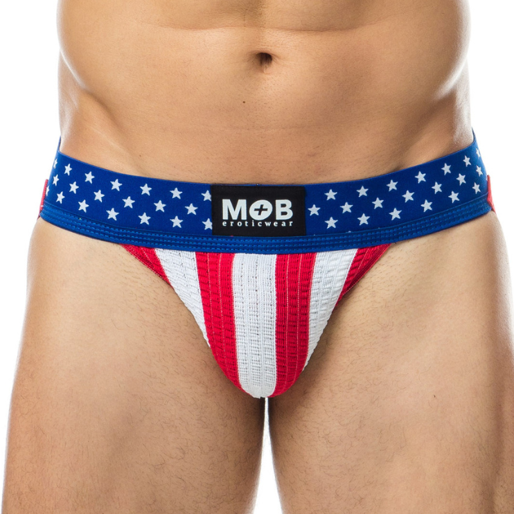 USA Flag Jockstrap, Stars on the waistband and bangles on the pouch.