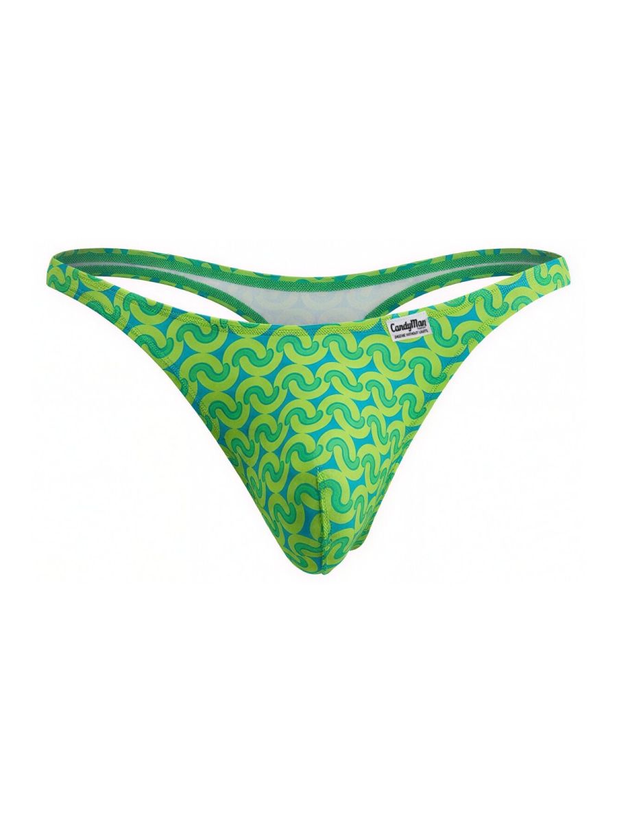 green printed low-rise men's thong - CandyMan 99924 - view 1