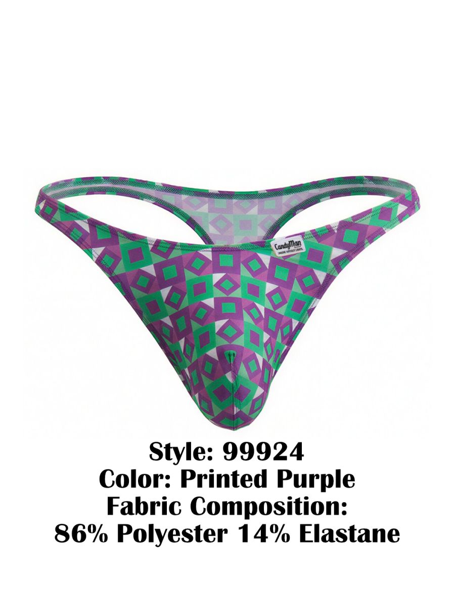 purple printed low-rise men's thong - CandyMan 99924 - view 4