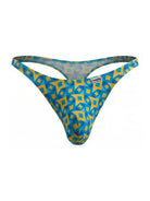 turquoise printed low-rise men's thong - CandyMan 99924 - view 1