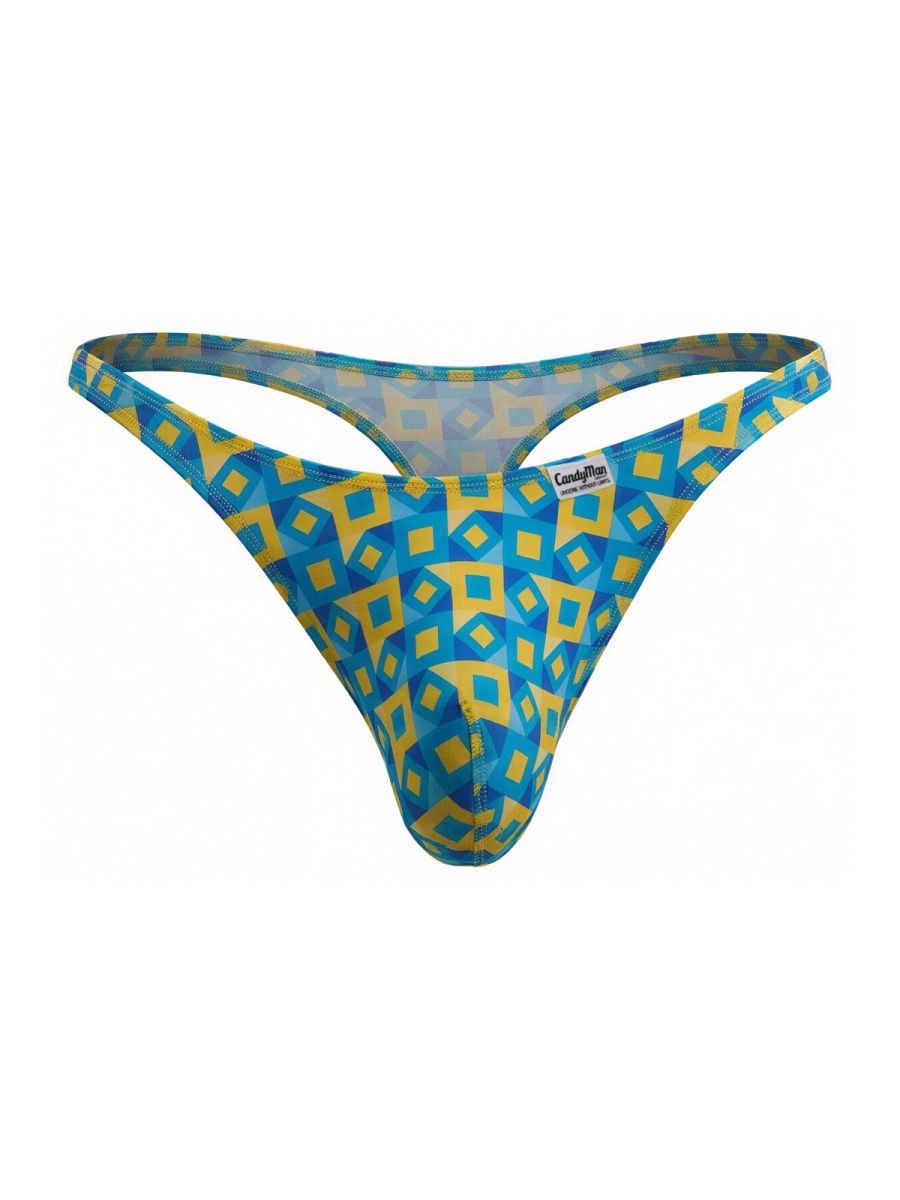 turquoise printed low-rise men's thong - CandyMan 99924 - view 1