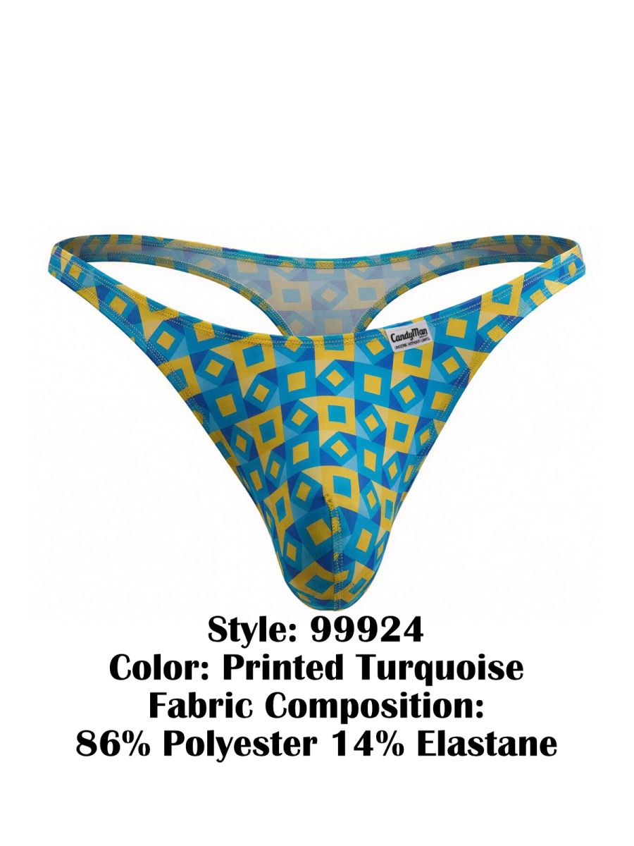 turquoise printed low-rise men's thong - CandyMan 99924 - view 4