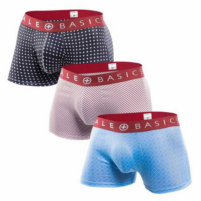 MaleBasics Trunk Boxer Shorts 3-Pack-Red W-Large