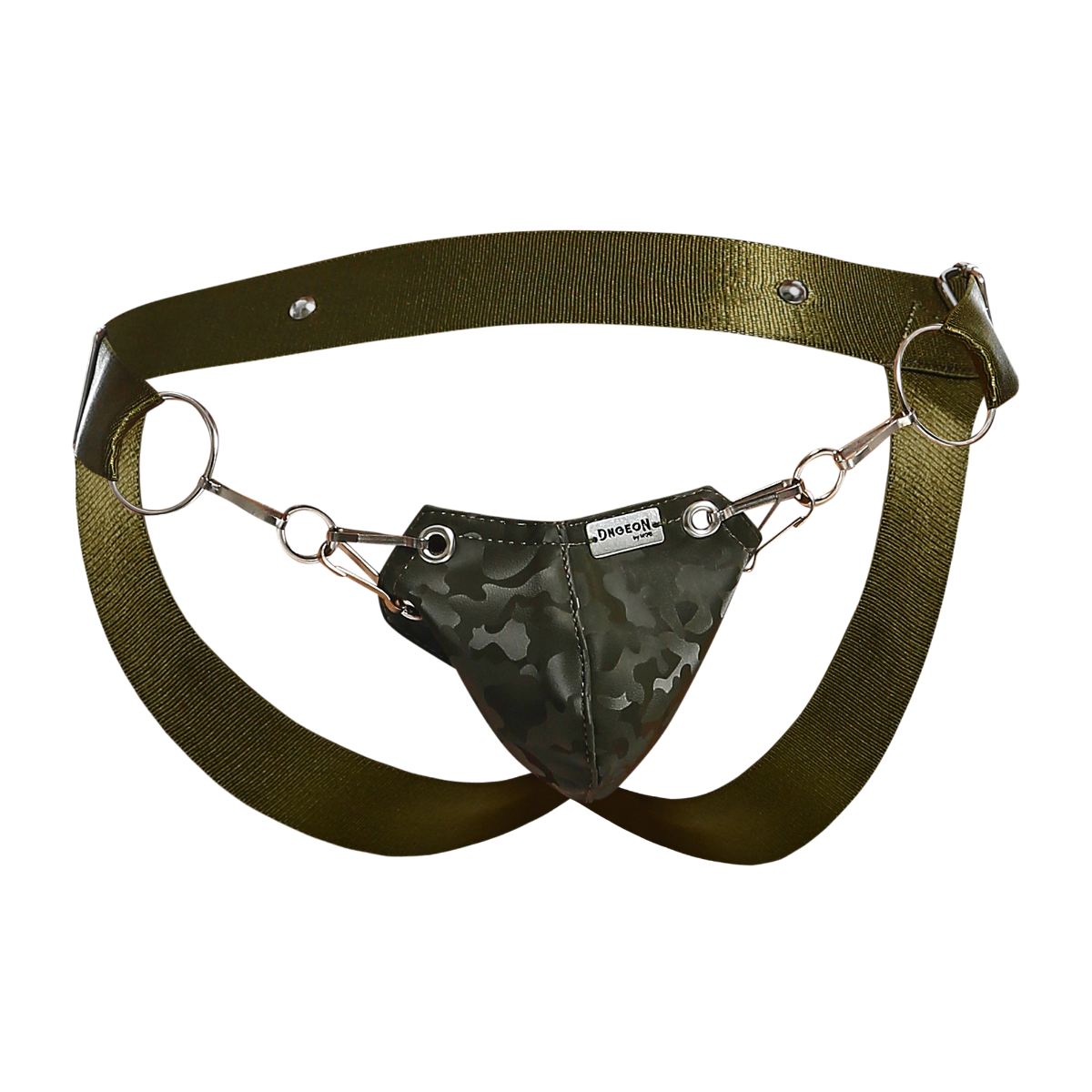 Snap Jockstrap Camo Faux Leather by DNGEON