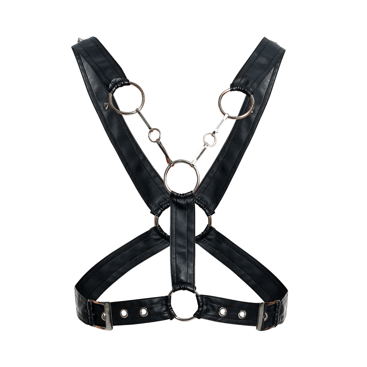 Cross Chain Harness Faux Leather by DNGEON