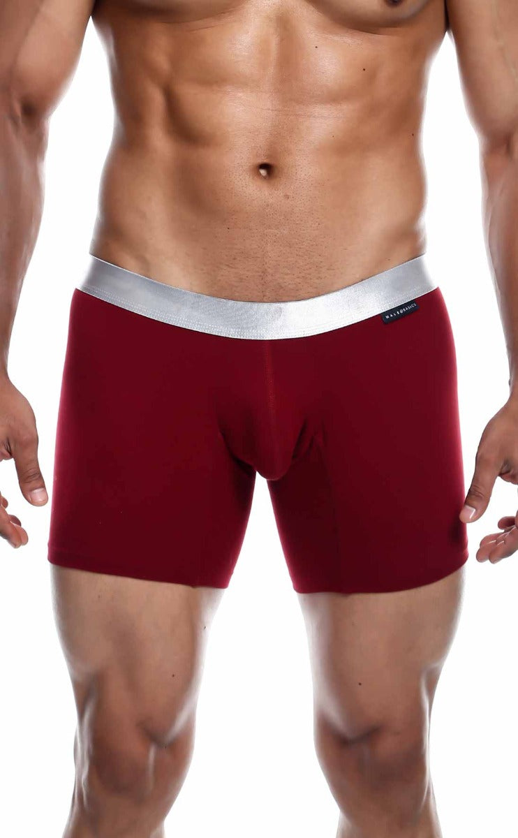 Boxer Brief Pima front view wine color nylon