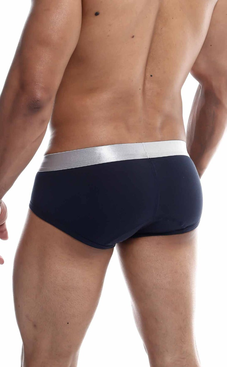 Brief Pima back view navy color nylon