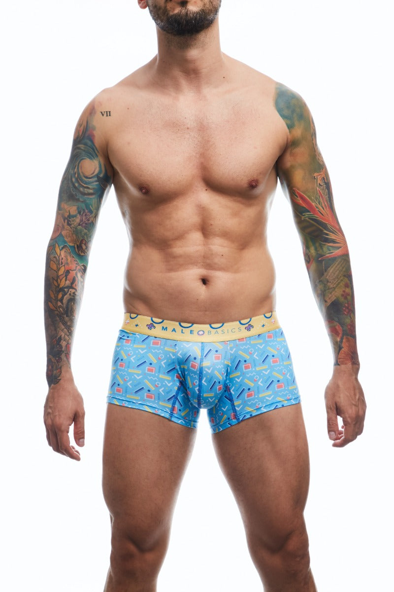 Trunk hipster front view print color blue with yellow