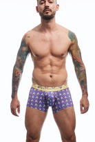 Trunk hipster front view print color purple with yellow