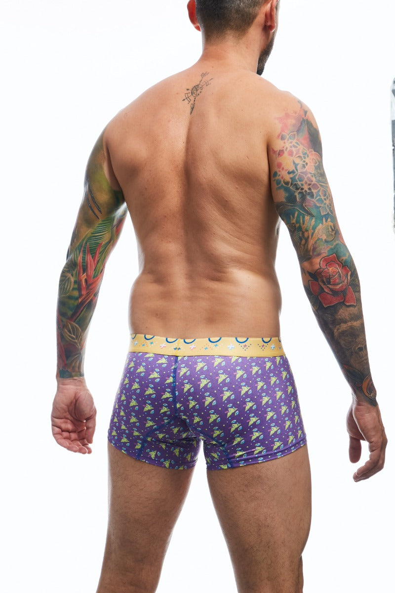 Trunk hipster back view print color purple with yellow 