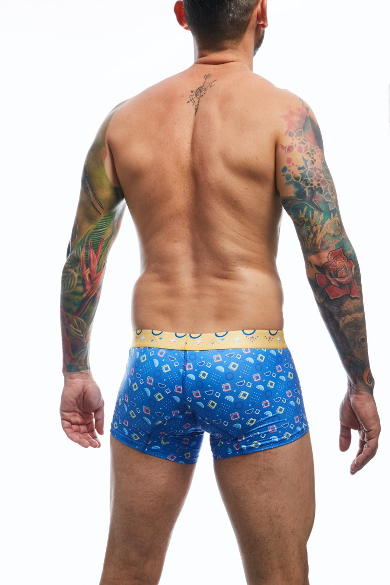 Trunk hipster back view print color blue with yellow