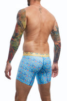 Boxer brief hipster collection printed with geometric forms in blue color back view