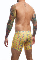 Boxer brief hipster collection printed with geometric forms in yellow color back view