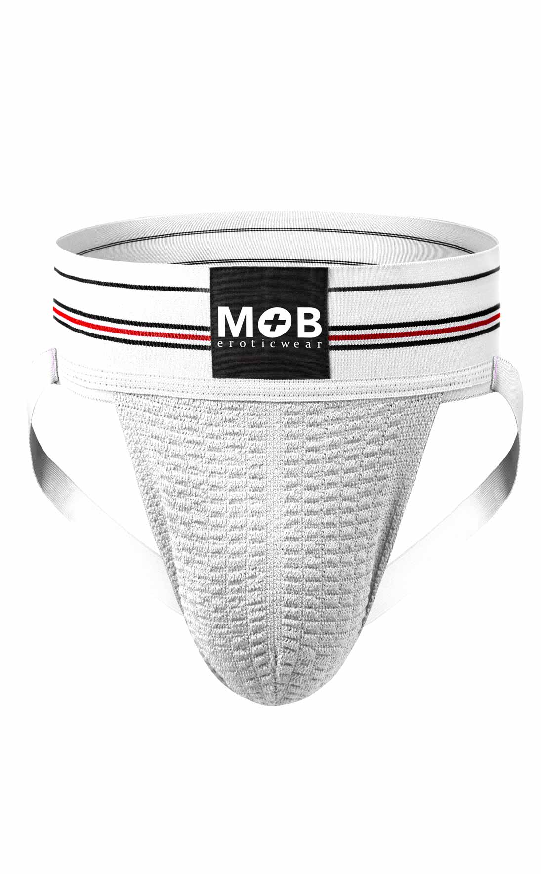 MOB Fetish Classic Wide Jockstrap-White 3D View