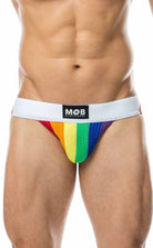 Pride flag mens jockstrap front view