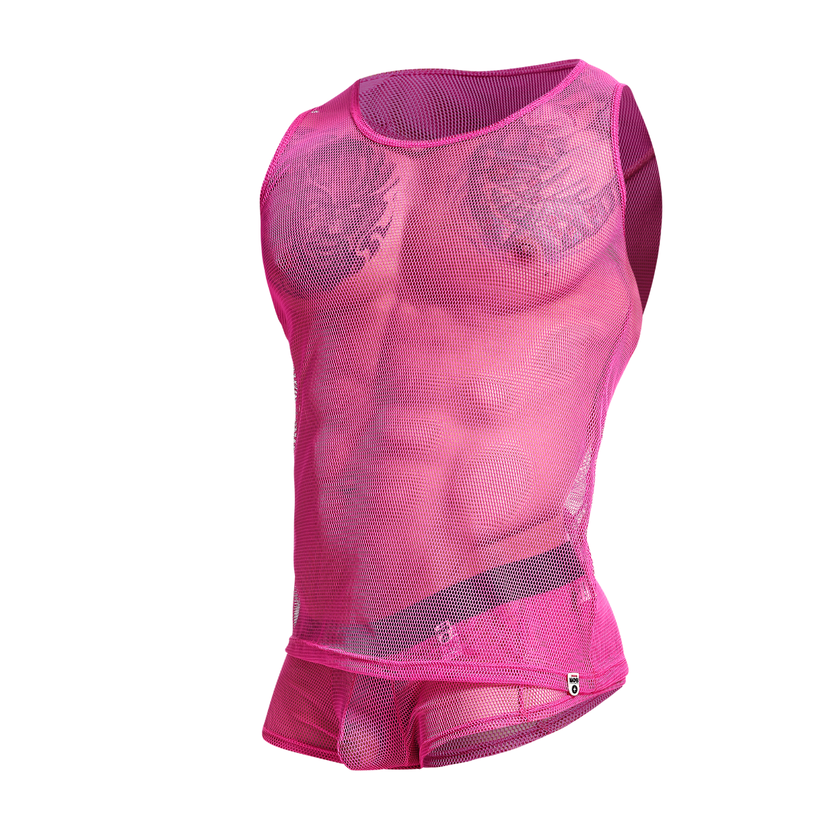 MOB Fishnet Tanktop -Hot Pink-X-Large