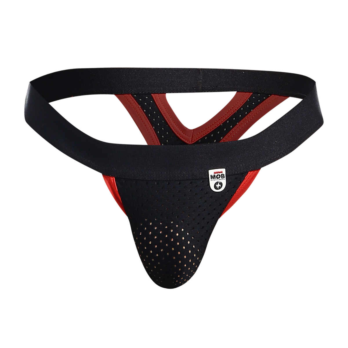 MOB Mesh Y Thong-BlackRed-Large/X-Large