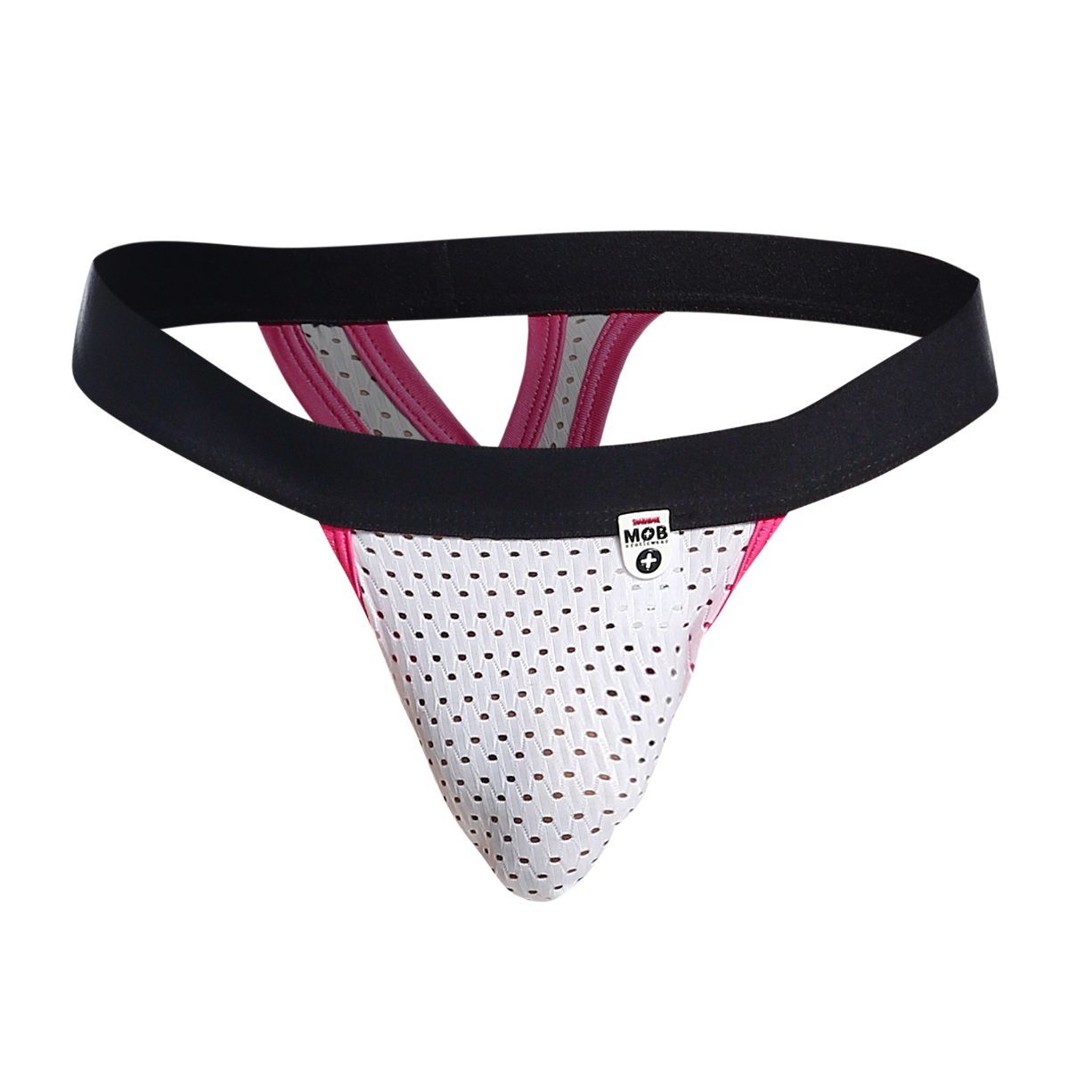 MOB Mesh Y Thong-WhitePink-Large/X-Large