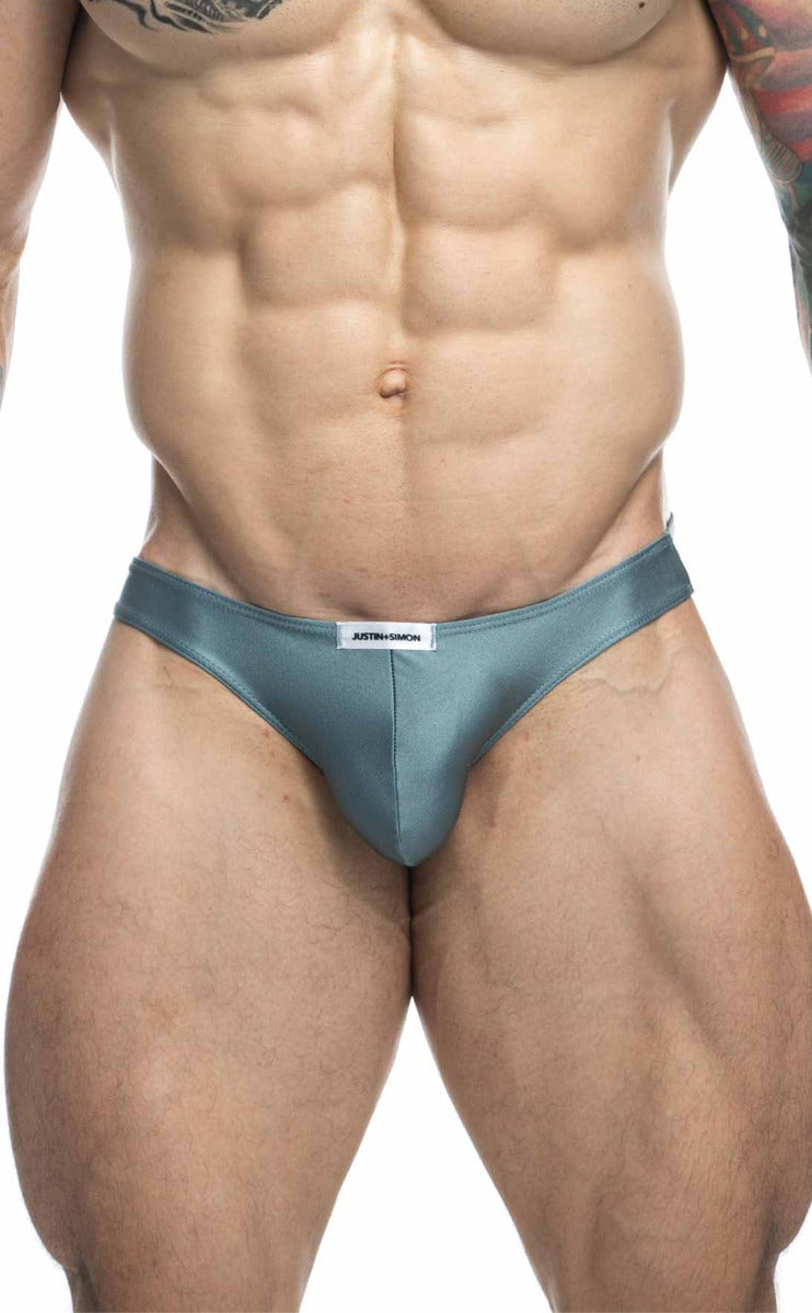 Justin+Simon Classic Men's Bikini in vibrant and classic colors, crafted with a stretchy, breathable fabric for optimal fit and comfort. Suitable for both swimwear and underwear with a non-see-through material. Available in sizes from small to 2XL, design