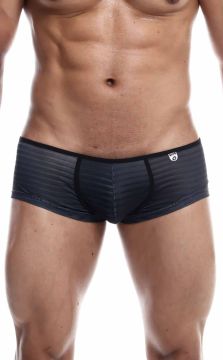 Men's low-rise underwear showcasing a snug fit with central seam for definition, designed with sweat-wicking technology for optimal comfort.