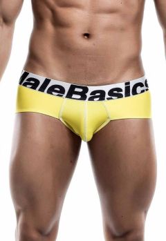 Malebasics brief, crafted from a high-tech blend of microfiber polyester and lycra, offering moisture-wicking and breathable properties. Designed for optimal comfort and a flattering silhouette, suitable for workouts and daily wear. Ethically made in Colo